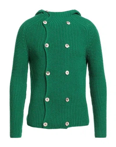 H953 Man Cardigan Green Size 40 Merino Wool
