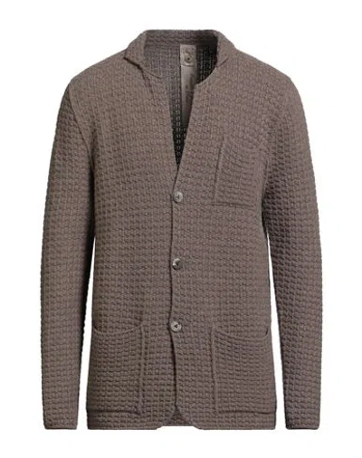 H953 Man Cardigan Khaki Size 40 Merino Wool, Cashmere In Brown
