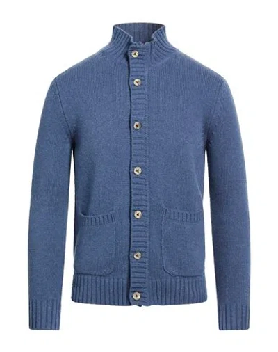 H953 Man Cardigan Light Blue Size 38 Merino Wool