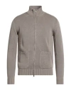 H953 Man Cardigan Light Brown Size 44 Cotton In Gray