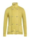 H953 Man Cardigan Lime Green Size 42 Merino Wool In Brown