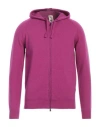 H953 Man Cardigan Mauve Size 42 Merino Wool In Purple