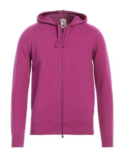 H953 Man Cardigan Mauve Size 42 Merino Wool In Purple
