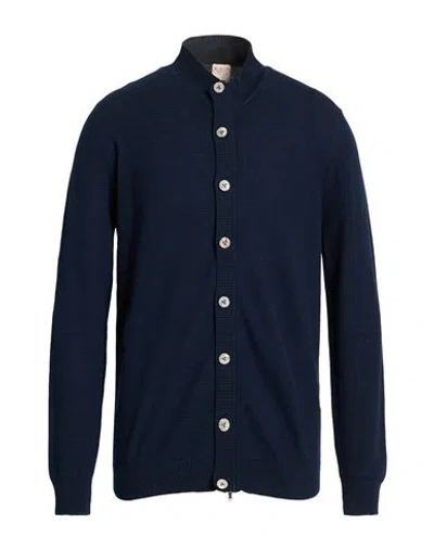 H953 Man Cardigan Midnight Blue Size 44 Cotton