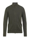 H953 Man Cardigan Military Green Size 40 Cotton In Green