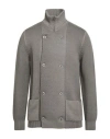 H953 Man Cardigan Military Green Size 42 Merino Wool