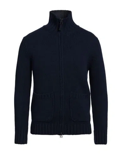 H953 Man Cardigan Navy Blue Size 44 Merino Wool