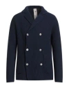 H953 Man Cardigan Navy Size 38 Merino Wool In Blue