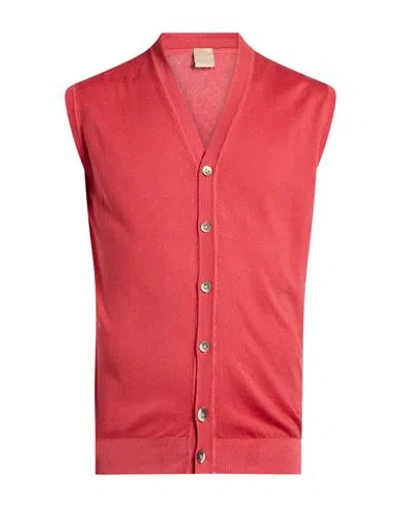 H953 Man Cardigan Red Size 40 Cotton