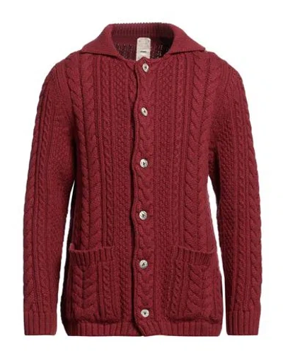 H953 Man Cardigan Red Size 40 Merino Wool
