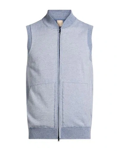 H953 Man Cardigan Slate Blue Size 38 Cotton