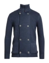 H953 Man Cardigan Slate Blue Size 38 Merino Wool