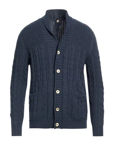 H953 Man Cardigan Slate Blue Size 40 Cotton