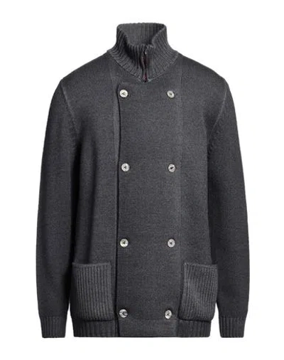 H953 Man Cardigan Steel Grey Size 44 Merino Wool