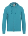 H953 Man Cardigan Turquoise Size 42 Merino Wool In Blue