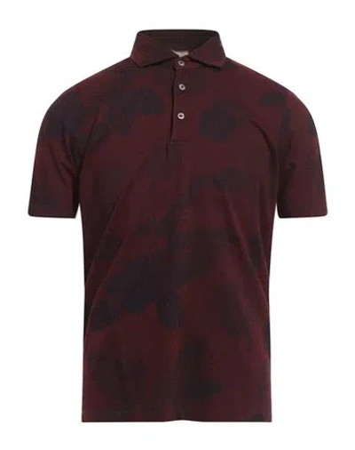 H953 Man Polo Shirt Burgundy Size 40 Cotton In Red