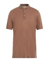 H953 Man Polo Shirt Camel Size 44 Tencel In Beige