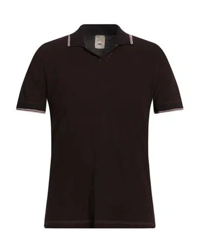 H953 Man Polo Shirt Chocolate Brown Size 38 Cotton In Multi