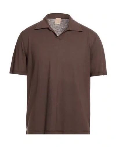 H953 Man Polo Shirt Dark Brown Size 38 Cotton