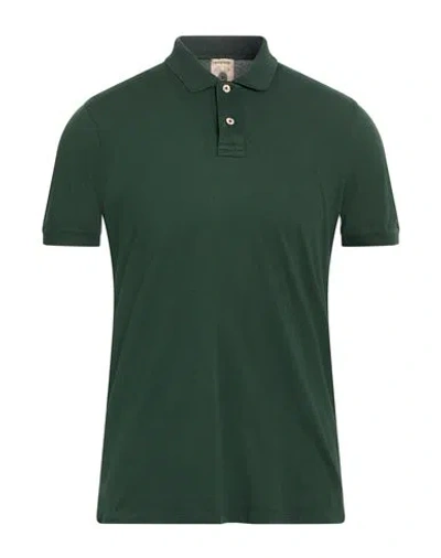 H953 Man Polo Shirt Dark Green Size 40 Cotton, Elastane In Multi