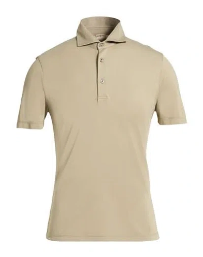 H953 Man Polo Shirt Khaki Size 42 Cotton, Elastane In Neutral