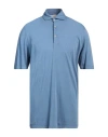H953 Man Polo Shirt Light Blue Size 44 Pima Cotton, Modal