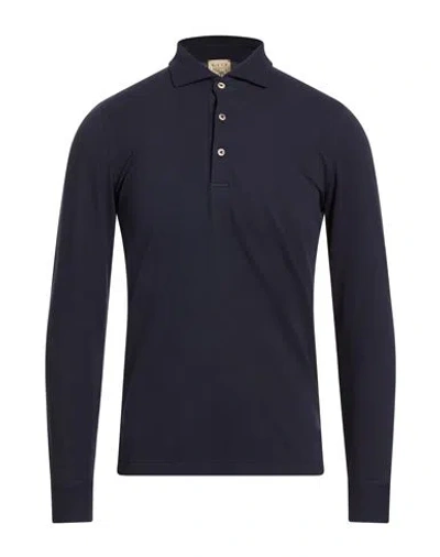 H953 Man Polo Shirt Navy Size 46 Cotton, Elastane In Blue