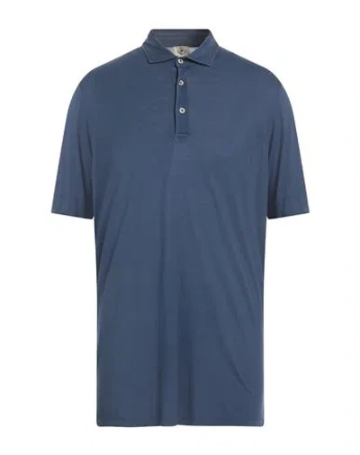 H953 Man Polo Shirt Navy Blue Size 44 Tencel