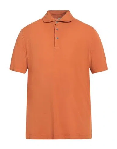 H953 Man Polo Shirt Orange Size 42 Pima Cotton, Modal