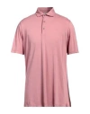 H953 Man Polo Shirt Antique Rose Size 46 Pima Cotton, Modal In Pink