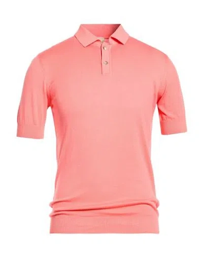 H953 Man Polo Shirt Salmon Pink Size 38 Cotton