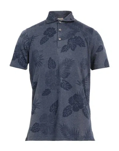 H953 Man Polo Shirt Slate Blue Size 36 Cotton