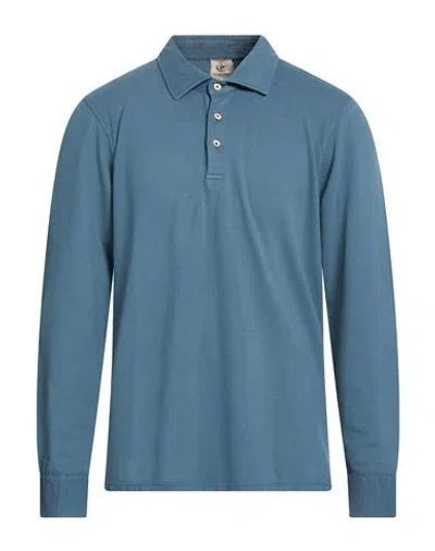 H953 Man Polo Shirt Slate Blue Size 46 Cotton