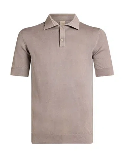 H953 Man Polo Shirt Taupe Size 42 Cotton In Gray