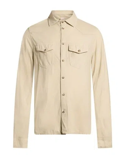 H953 Man Shirt Beige Size 36 Cotton In Neutral