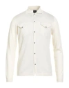 H953 Man Shirt Ivory Size 38 Merino Wool In White