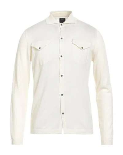 H953 Man Shirt Ivory Size 38 Merino Wool In White