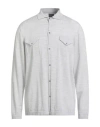 H953 Man Shirt Light Grey Size 44 Merino Wool In Gray