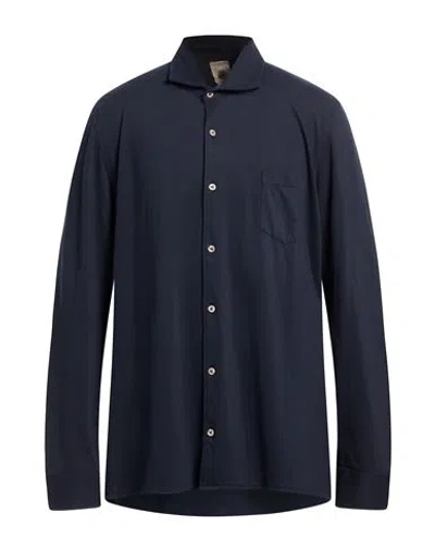 H953 Man Shirt Midnight Blue Size 46 Cotton, Elastane