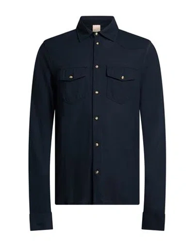 H953 Man Shirt Navy Size 40 Cotton In Blue