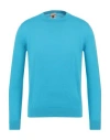 H953 Man Sweater Azure Size 38 Cotton In Blue