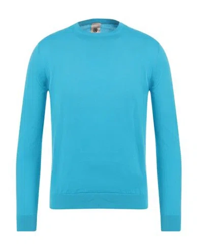 H953 Man Sweater Azure Size 38 Cotton In Blue