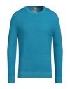 H953 Man Sweater Azure Size 40 Merino Wool In Blue