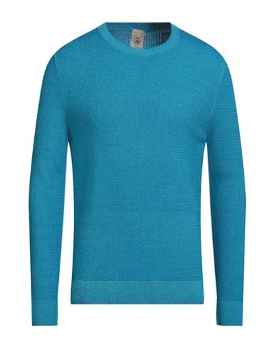 H953 Man Sweater Azure Size 40 Merino Wool In Blue