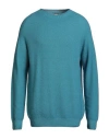 H953 Man Sweater Azure Size 44 Merino Wool In Blue