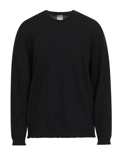 H953 Man Sweater Black Size 46 Merino Wool In Animal Print