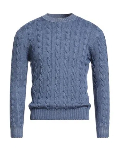 H953 Man Sweater Blue Size 34 Merino Wool