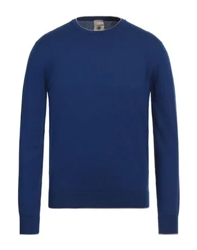 H953 Man Sweater Blue Size 40 Cotton In Blue