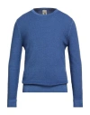 H953 Man Sweater Blue Size 40 Merino Wool In Blue