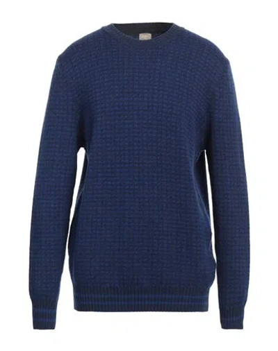 H953 Man Sweater Blue Size 42 Merino Wool